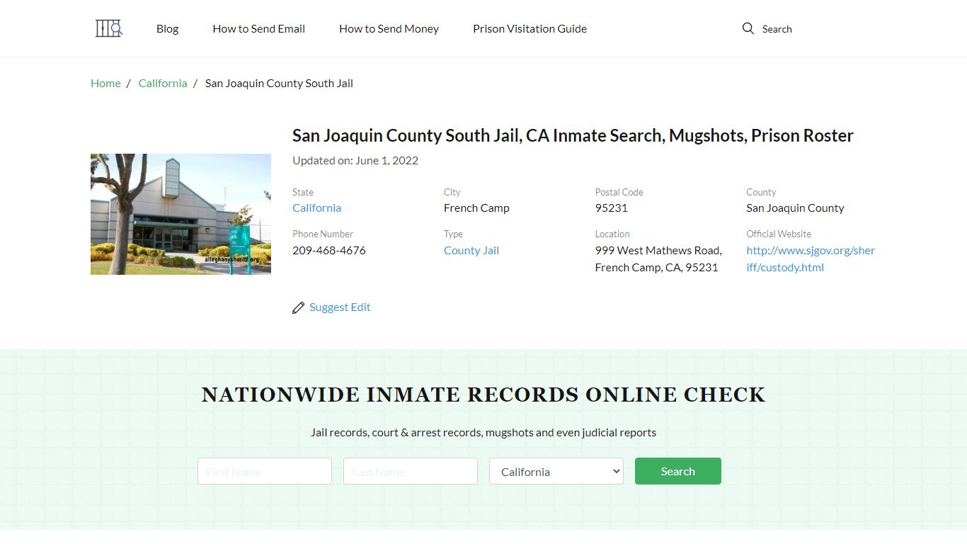 San Joaquin County South Jail, CA Inmate Search, Mugshots ...