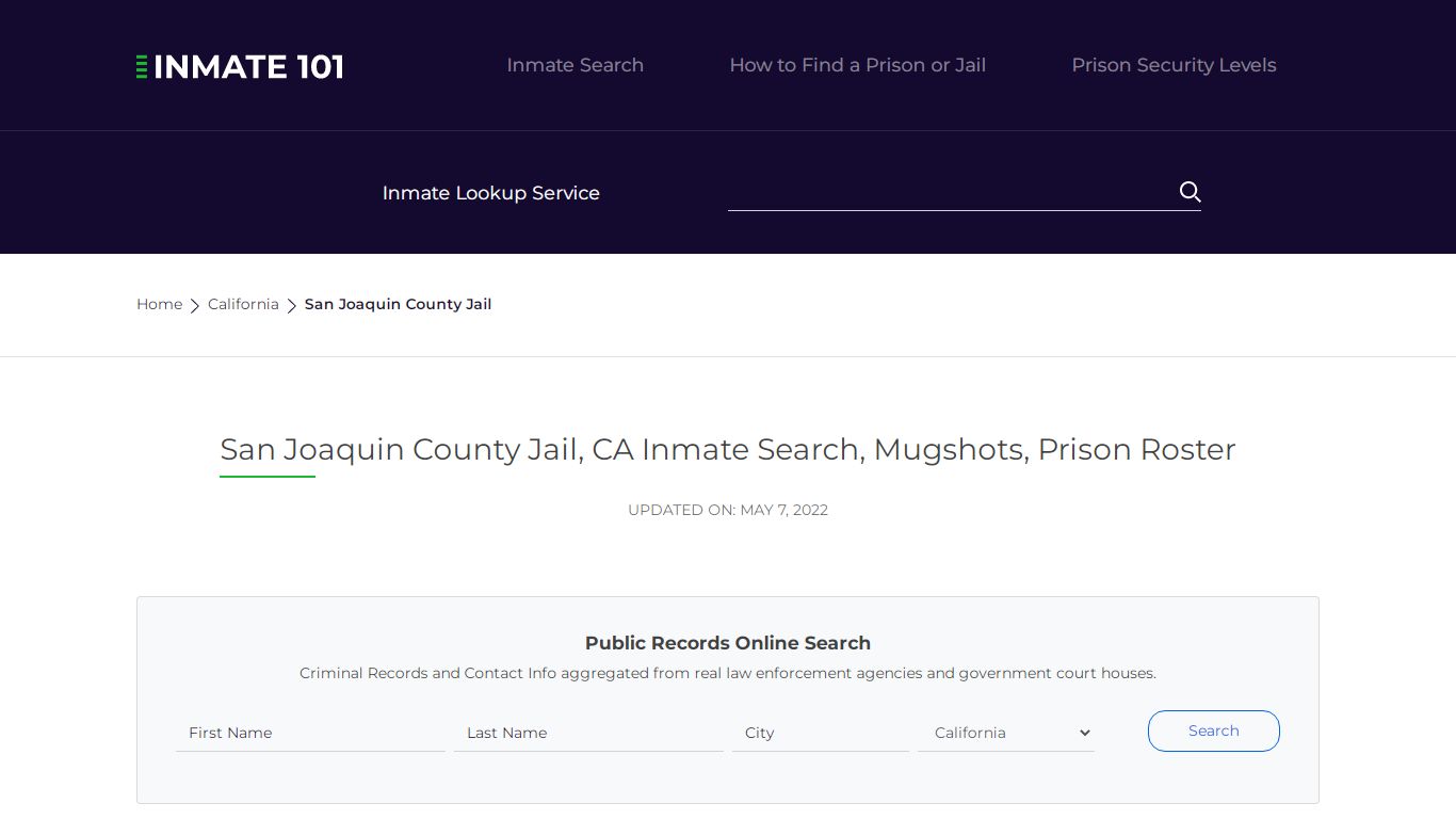 San Joaquin County Jail, CA Inmate Search, Mugshots ...