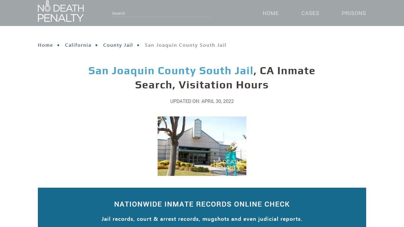 San Joaquin County South Jail, CA Inmate Search ...
